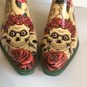 Roses Sugar Skull KATRINA Cowboy Boots - 8.5 or 9